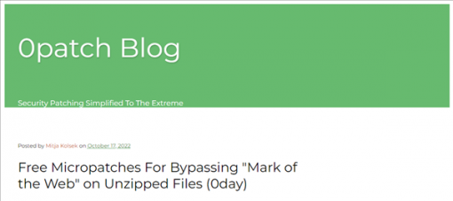 比微软官方还快：0patch先一步为Windows MotW零日漏洞提供补丁