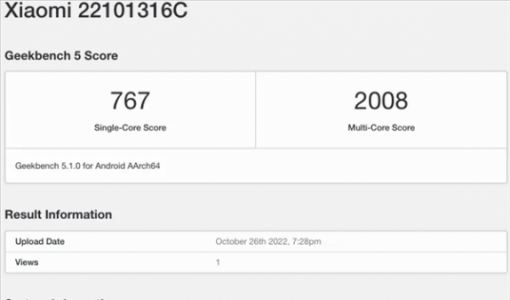 Redmi Note 12 Pro跑分现身Geekbench：天玑1080与天玑920成绩相仿