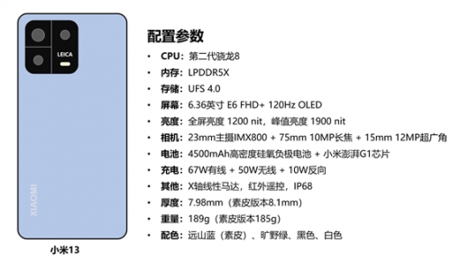 小米13/13 Pro完整配置单曝光：无短板高端旗舰蓄势待发