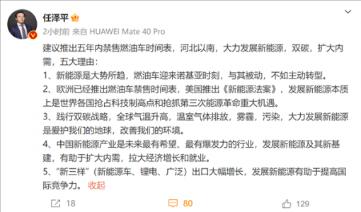 任泽平建议5年内禁燃油车 罗列原因吵翻！曾称买苹果国人人傻钱多 ... ...