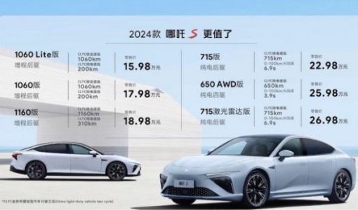 2024款哪吒S上市：15.98万元起，提供纯电及增程两种动力可选